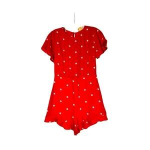 London Rose Romper Womens Size S Red Ruffled Shorts Lined Sweetheart Babydoll